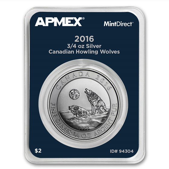 2016 Canada 3/4 oz Silver Howling Wolves (MintDirect® Single) 2016 Canada 3/4 oz Silver Howling Wolves (MintDirect® Single)